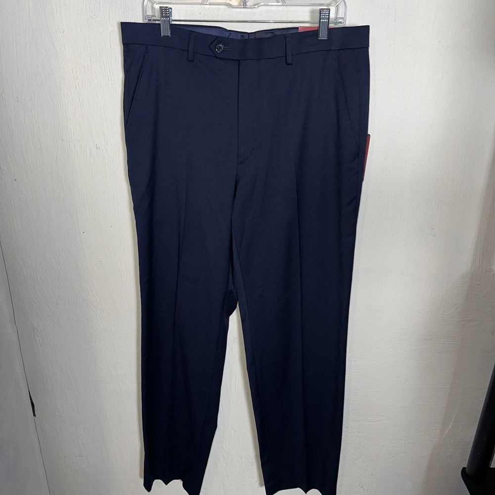 Alfani Stretch Dress Pants Men's Navy 34W 32L Slim Fit NWT MSRP $135